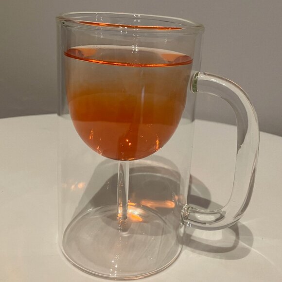 Fred And Friends 2009 Winestrin Clear Hand Blown Glass 6" Wine Glass Beer Mug - Picture 8 of 8